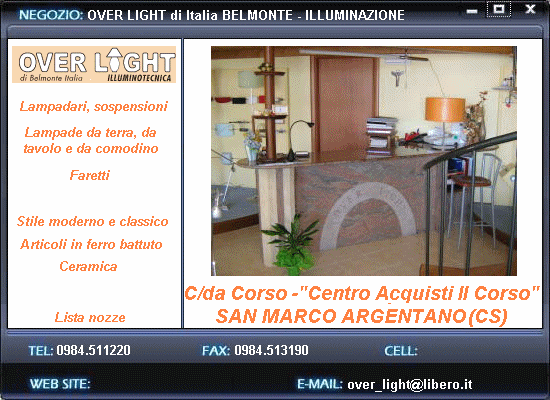 Over Light - Illuminazione, Lampadari, Lista nozze - San Marco Argentano (CS)